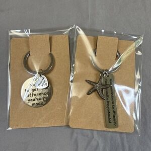 2 Teacher Appreciation Key Chain Gifts With Messages Heart And Starfish